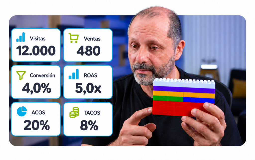 Análisis de métricas de Mercado Libre con Neurolab: visitas, ventas, conversión, ROAS, ACOS y TACOS.
